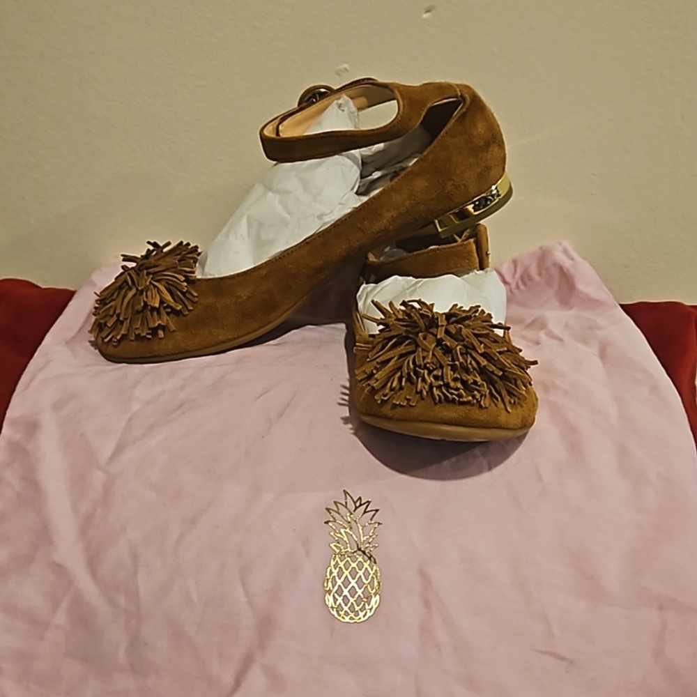 Aquazzura Mini Brown Suede Ballerina Flats (LIKE NEW- Kids)